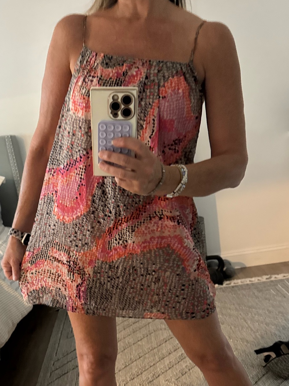 Parker Pink and Coral Abstract Mini Dress